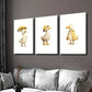 3pcs Duck Holding Umbrella with Hat and Cloths Wall Art Set Canvas Framed 40x60cm - High Quality Print 100% Australian Made Wall Canvas Ready to Hang