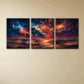 3pcs Vibrant Starry Skies & Mountain Range Metal Print Ready to Hang Art