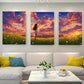 3pcs A Girl Standing in a Field of Flowers Metal Print Ready to Hang Art