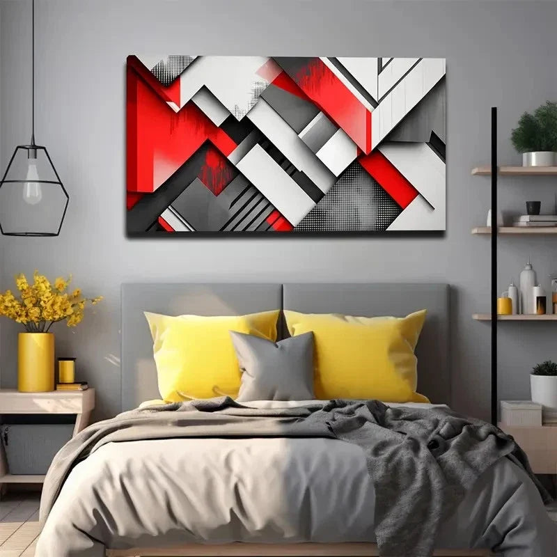 Abstract Geometric Vibrant Wall Art Canvas Office Home Room Framed 120x60cm