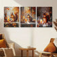 3pcs Cute Red Squirrel Eating Nuts in Autumn Metal Print Ready to Hang Art
