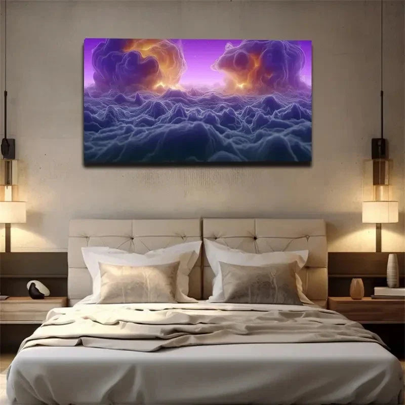 Cloud And Mists Emitting Yellow Wall Art Canvas Office Home Room Framed 80x45cm