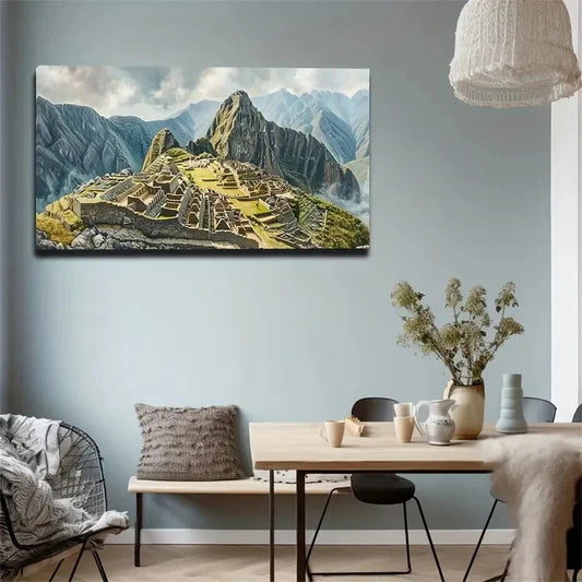 Machu Picchu Ancient City Wall Art Canvas Office Home Room Framed 120x60cm