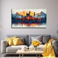 Sunset Glow Pine Tree Castle Wall Art Canvas Office Home Room Framed 80x45cm