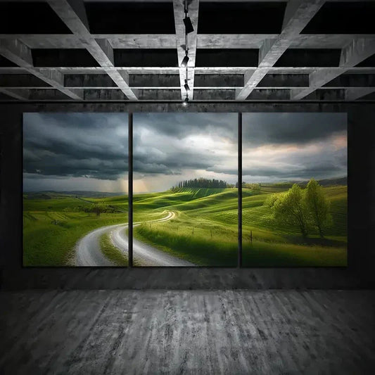 3pcs Winding Path Of Horizon Nature Metal Print Ready to Hang Art