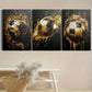 3pcs Golden Football Abstract Metal Print Ready to Hang Art