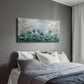 Deep Green Flowers & Golden Wall Art Canvas Office Home Room Framed 120x60cm