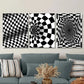 3pcs Black and white optical illusion swirl   Metal Print Ready to Hang Art