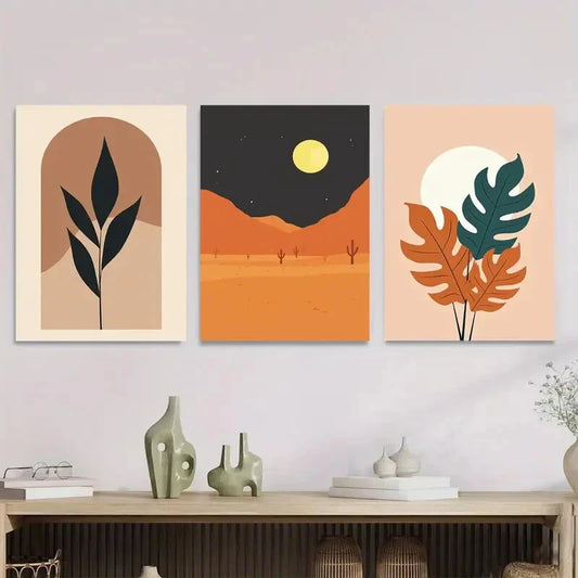 3pcs Modern Abstract Boho Style Metal Print Ready to Hang Art
