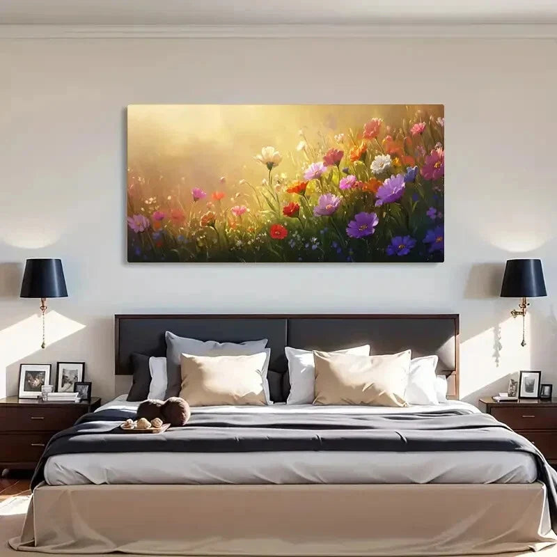 Vibrant Motion Blur Floral Wall Art Canvas Office Home Room Framed 120x60cm