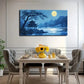 Blue With A Moonlit Night Sky Wall Art Canvas Office Home Room Framed 120x60cm