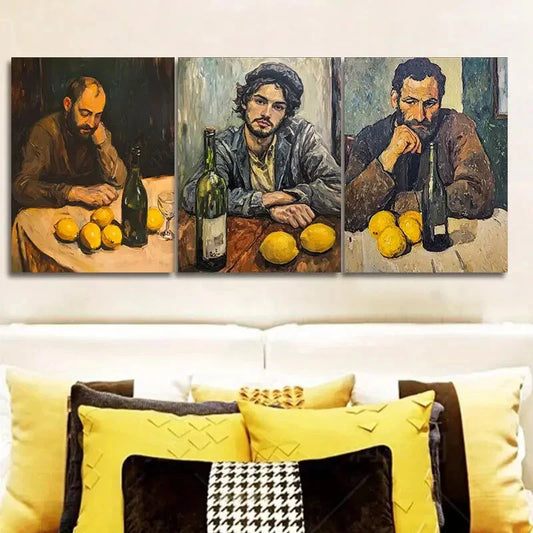 3pcs Drunk man  Wall Art Set Canvas Framed 40x60cm - High Quality Print 100% Australian Made Wall Canvas Ready to Hang