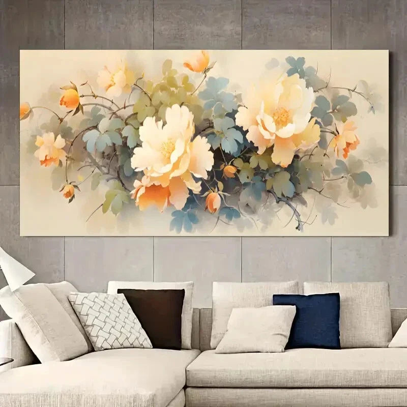 Yellow Golden Rose Flowers wall canvas office home room framed 120x60cm