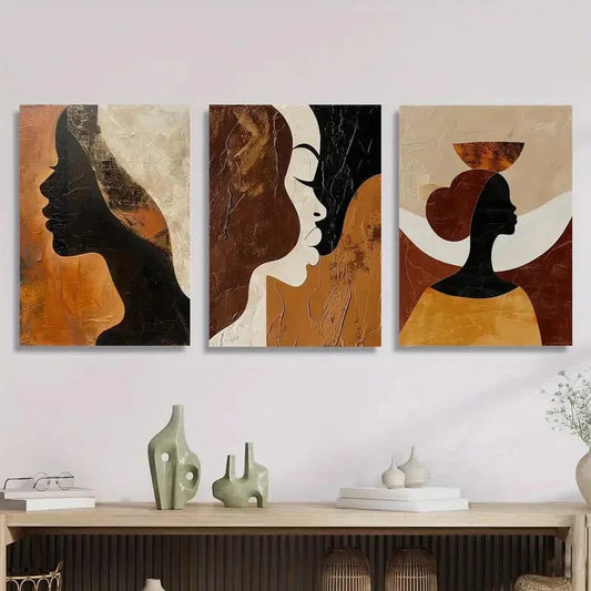 3pcs African American Abstract Art Metal Print Ready to Hang Art