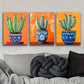 3pcs Beautiful Cactus Design Colorful Perfect  Metal Print Ready to Hang Art