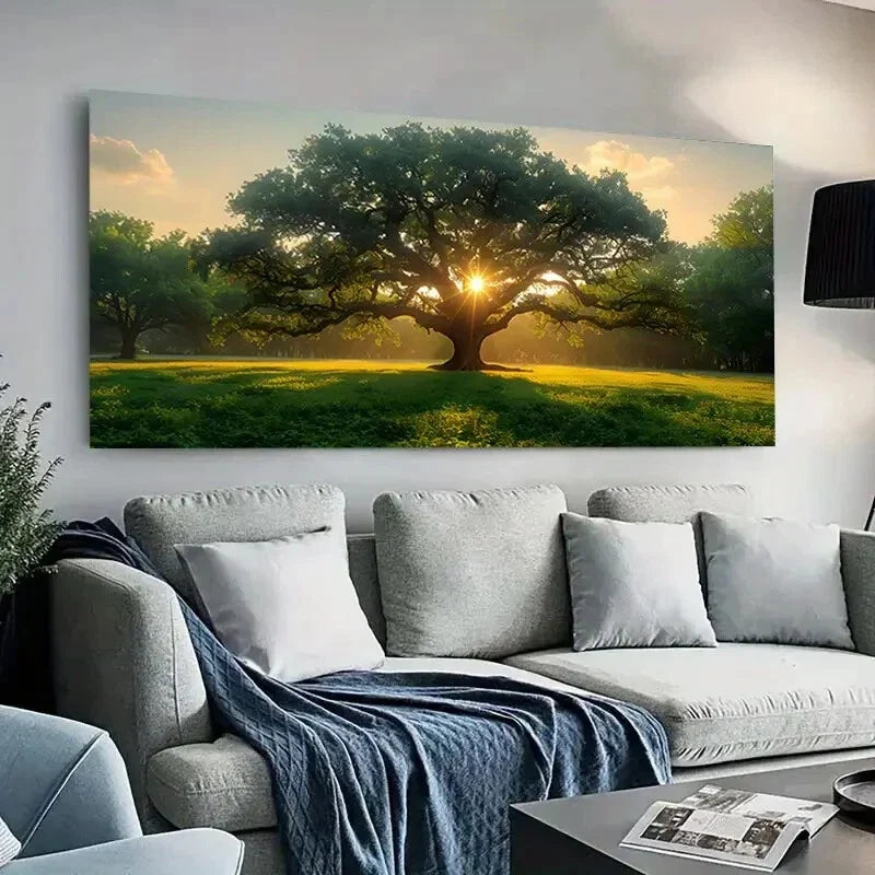 Oak Tree Majestic Sunlitwall canvas office home room framed 120x60cm