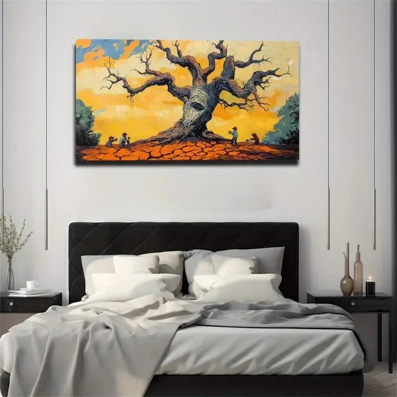 Rough Bark Texture Suitable Wall Art Canvas Office Home Room Framed 120x60cm