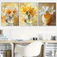 3pcs Yellow And White Lily Prints in Glass Vase Metal Print Ready to Hang Art