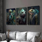 3pcs Steampunk Octopus & Fish Warrior Wall Art Set Canvas Framed 40x60cm - High Quality Print 100% Australian Made Wall Canvas Ready to Hang