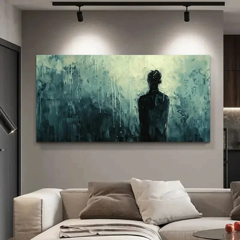 A Man Stands in The Rain Modern Wall Art Canvas Office Home Room Framed 120x60cm