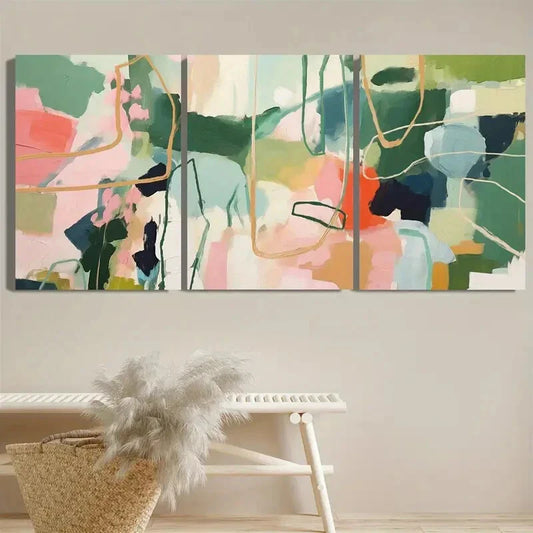 3pcs Modern Minimalist Vibrant Abstract Metal Print Ready to Hang Art