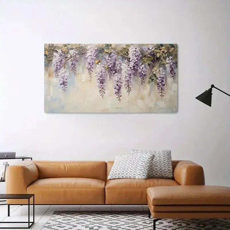 Purple Broken Flowers wall canvas office home room framed 120x60cm