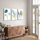 3pcs Blue and Golden leaves Of Flora Canvas Framed 40x60cm - High Quality Print 100% Australian Made Wall Canvas Ready to Hang