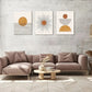 3pcs  Geometric Orange Sun Rising  Metal Print Ready to Hang Art