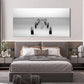 Black And White Minimalist Sea Wall Art Canvas Office Home Room Framed 80x45cm