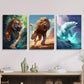 3pcs ferocious tiger lion and polar bear animal,  Metal Print Ready to Hang Art
