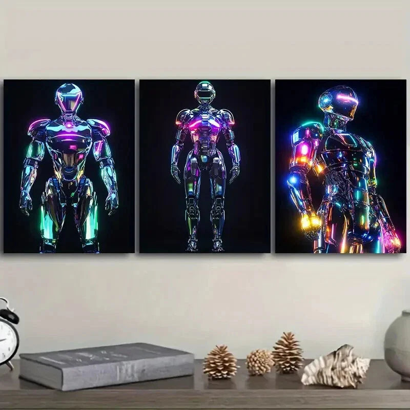 3pcs Astronauts on the Moon  Wall Art Set Canvas Framed 40x60cm - High Quality Print 100% Australian Made Wall Canvas Ready to Hang