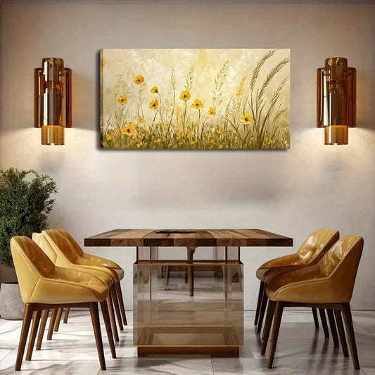Vibrant Yellow and Green Wall Art canvas office home room framed 120x60cm