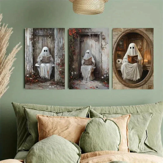 3pcs Whimsical horror Painting Metal Print Ready to Hang Art