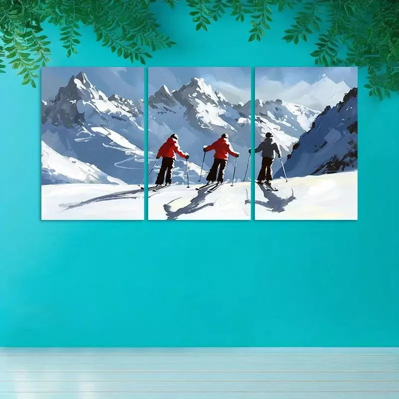 3pcs Alpine Downhill Skiing Canvas Framed 40x60cm - High Quality Print 100% Australian Made Wall Canvas Ready to Hang