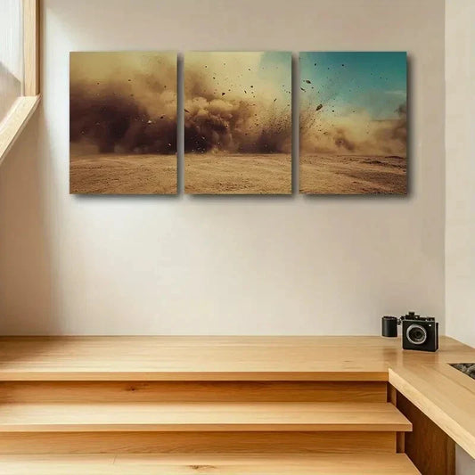 3pcs Dust Explosion Design Metal Print Ready to Hang Art