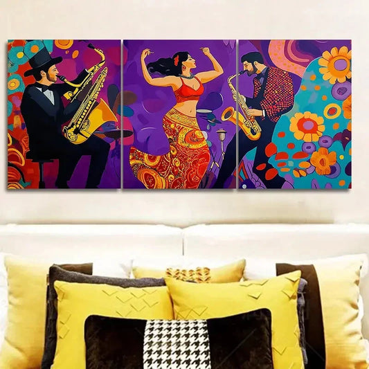 3pcs  Asian belly dancers Art Painting Metal Print Ready to Hang Art