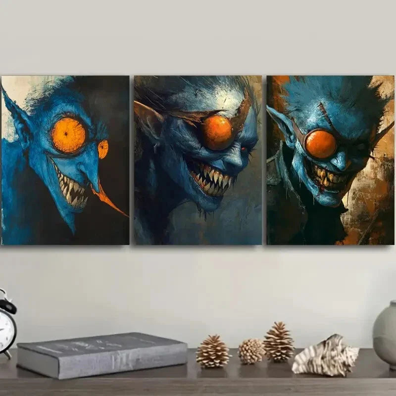 3pcs Featuring a Forest Demon Wall Art Set Canvas Framed 40x60cm - High Quality Print 100% Australian Made Wall Canvas Ready to Hang