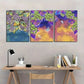 3pcs Butterflies & Floral Designs Metal Print Ready to Hang Art