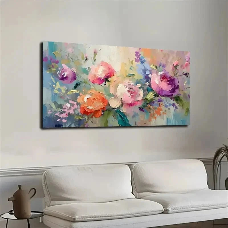 Abstract Peony Flowers wall canvas office home room framed 120x60cm