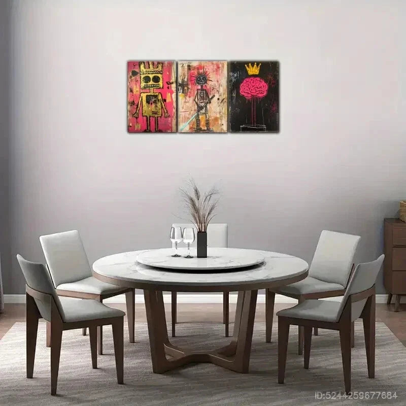 3pcs Abstract Expressionism Art Graffiti Style Metal Print Ready to Hang Art