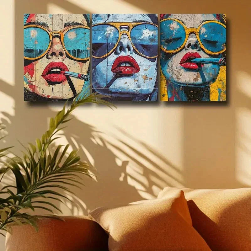 3pcs Retro Chic Vintage Style with Distressed Hues Metal Print Ready to Hang Art