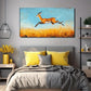 Nimble Jumping Deer In Grass Wall Art Canvas Office Home Room Framed 80x45cm