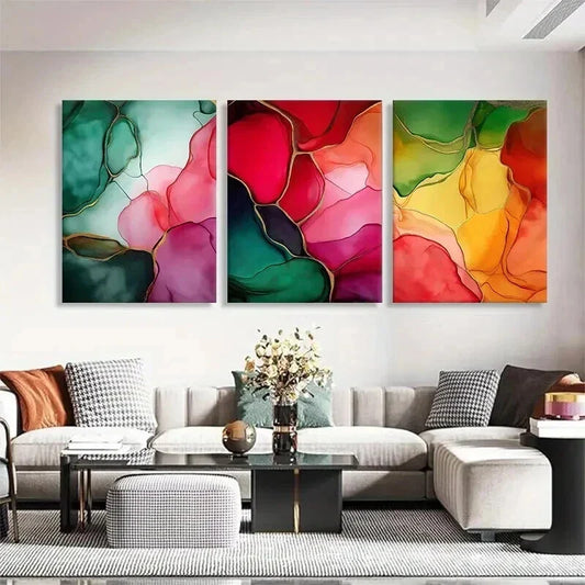 3pcs Colorful Abstract Fluid Modern Perfect Wall Art Set Canvas Framed 40x60cm - High Quality Print 100% Australian Made Wall Canvas Ready to Hang