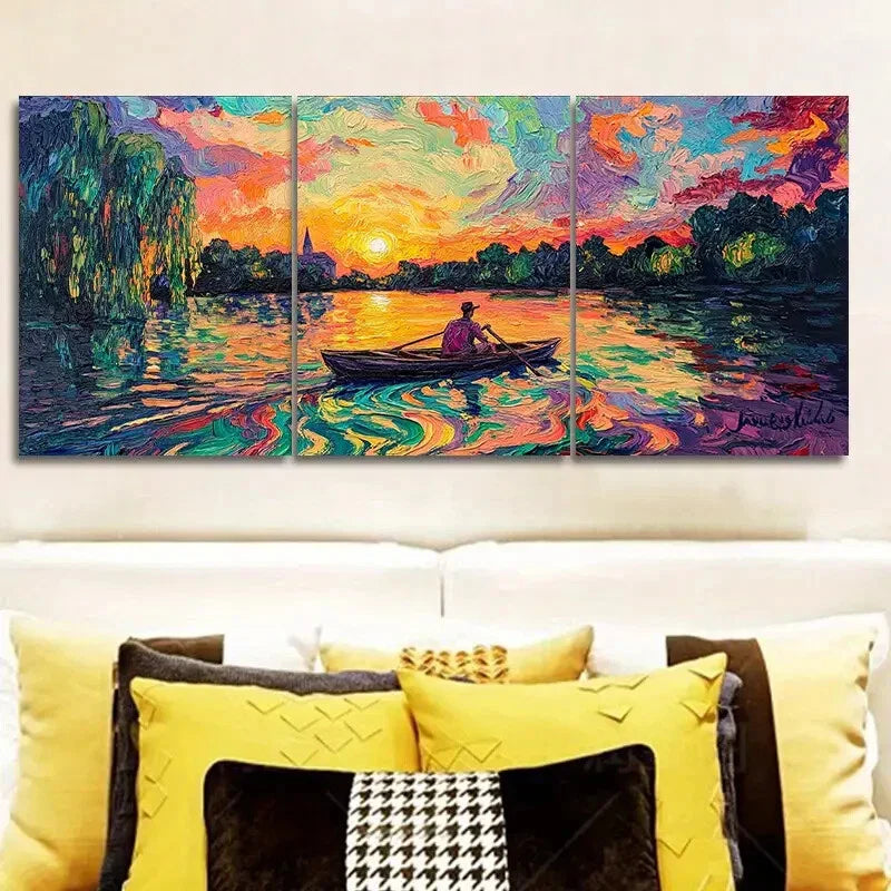 3pcs Abandoned lake (2) Wall Art Set Canvas Framed 40x60cm - High Quality Print 100% Australian Made Wall Canvas Ready to Hang