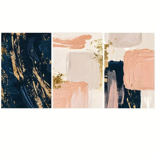 3pcs abstract color block pink blue yellow Metal Print Ready to Hang Art