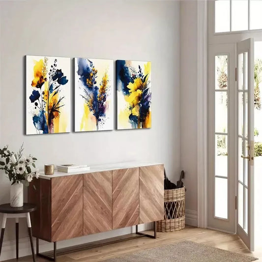 3pcs Abstract Flower Art  Canvas Framed 40x60cm - High Quality Print 100% Australian Made Wall Canvas Ready to Hang