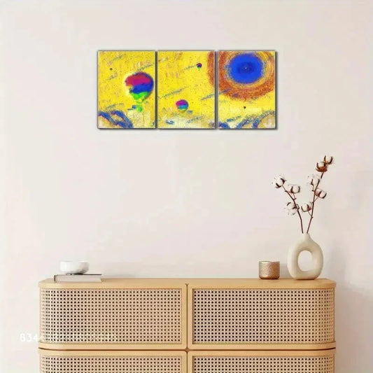 3pcs Hot air balloon, blue sky Metal Print Ready to Hang Art