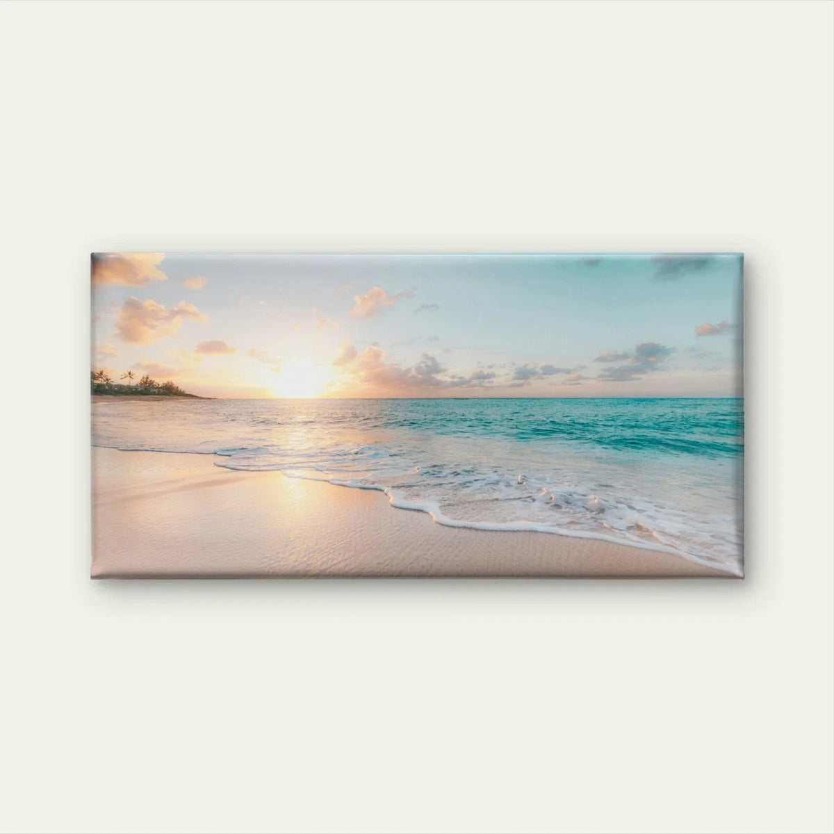Serene Beach Sunset Horizon Wall Art Canvas Office Home Framed 80x45cm