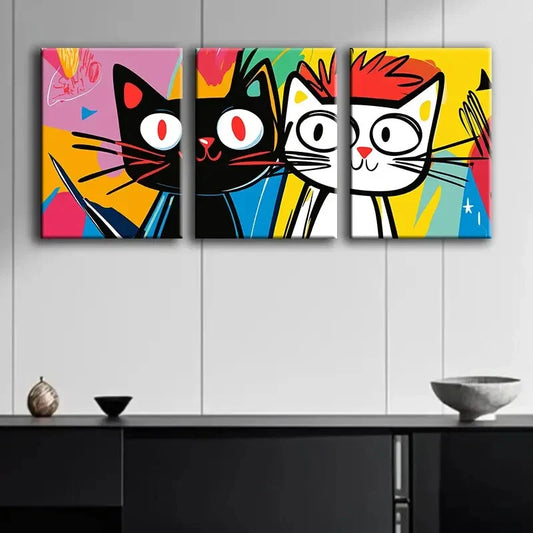 3pcs Abstract Cloth Painting Colorful Perfect Wall Art Set Canvas Framed 40x60cm - High Quality Print 100% Australian Made Wall Canvas Ready to Hang