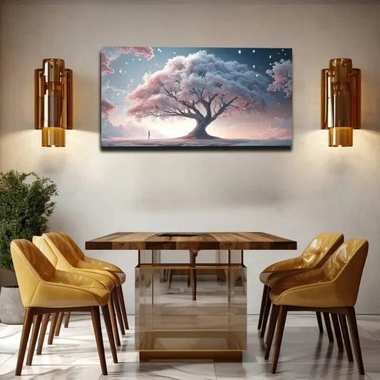 Serene Cherry Blossom Tree Wall Art Canvas Office Home Room Framed 120x60cm